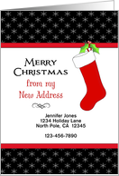 My New Address Christmas Card-Red Christmas Stocking-Customizable Text card