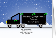 Our New Address Christmas Card-Black Truck-Snow Scene-Custom Text card