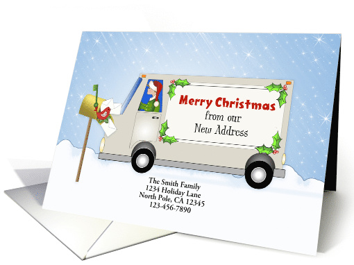 New Address Christmas Card-Moving Truck Snow... (1170246)