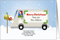New Address Christmas Card-Moving Truck Snow Scene-Customizable Text card
