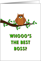 For Boss - Boss’s Day Card-Owl Sitting on Tree Branch card