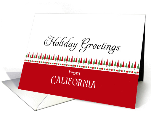 From California Christmas Card-Christmas Trees & Star Border card