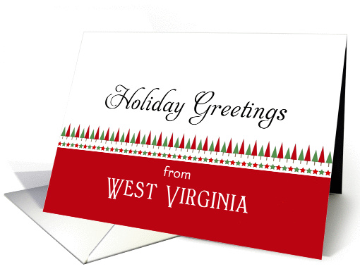 From West Virginia Christmas Card-Christmas Trees & Star Border card