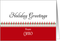 From Ohio Christmas Card-Christmas Trees & Star Border card