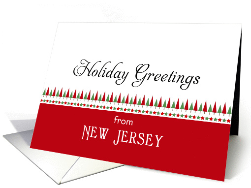 From New Jersey Christmas Card-Christmas Trees & Star Border card