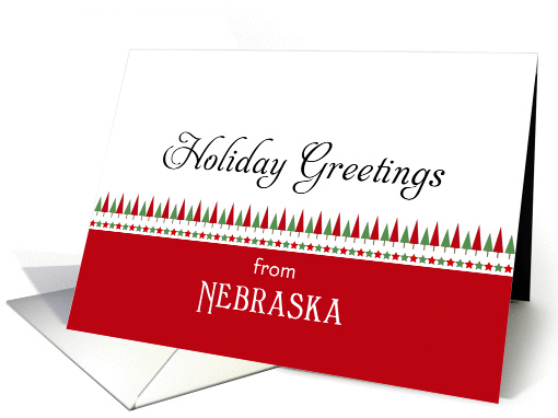 From Nebraska Christmas Card-Christmas Trees & Star Border card