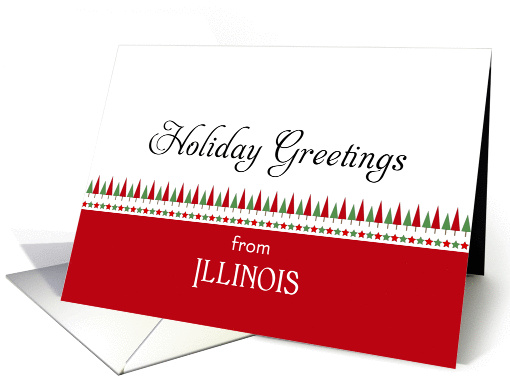 From Illinois Christmas Card-Christmas Trees & Star Border card