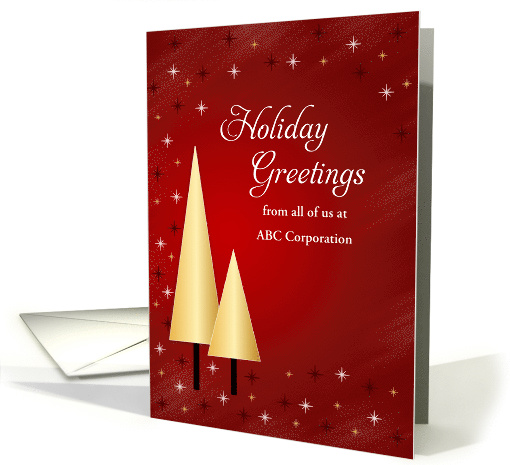 From Business Christmas Card-Gold Colored Trees-Customizable Text card