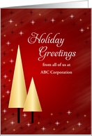 From Business Christmas Card-Gold Colored Trees-Customizable Text card