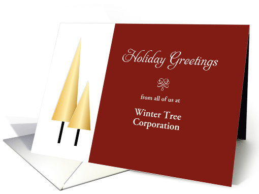 From Business Christmas Card-Gold Colored Trees-Customizable Text card