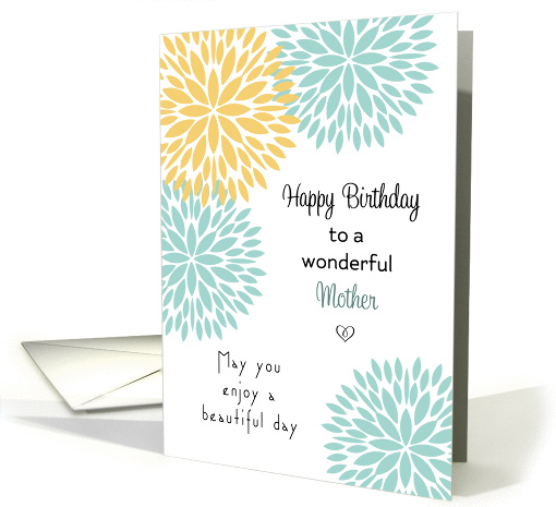 For Mother Birthday Card-Blue and Light Orange Flowers card (1173950)
