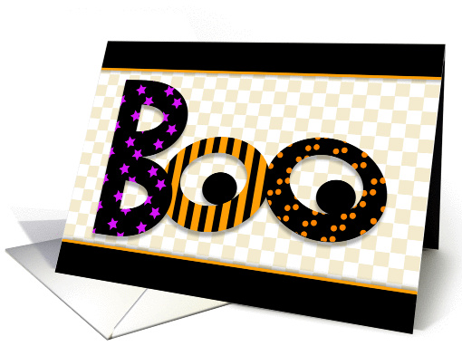 Boo Halloween Card with Eyes-Stars-Stripes-Dots and... (1174000)