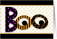 Boo Halloween Card with Eyes-Stars-Stripes-Dots and Checkered Design card