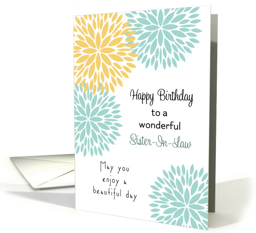 For Sister-In-Law Birthday Card - Blue and Light Orange... (1174058)