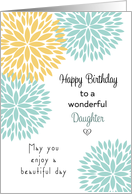 For Daughter Birthday Card - Blue and Light Orange Flowers card