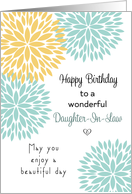 For Daughter-In-Law Birthday Card - Blue and Light Orange Flowers card