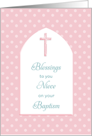 For Niece Baptism / Christening Card-Pink Cross card