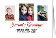 Season’s Greetings Christmas Card-Photo Card-Customizable Text card