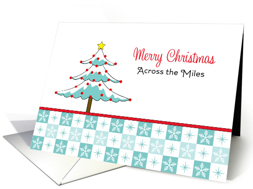 Across the Miles Christmas Card-Tree-Snowflakes-Merry Chrsitmas card