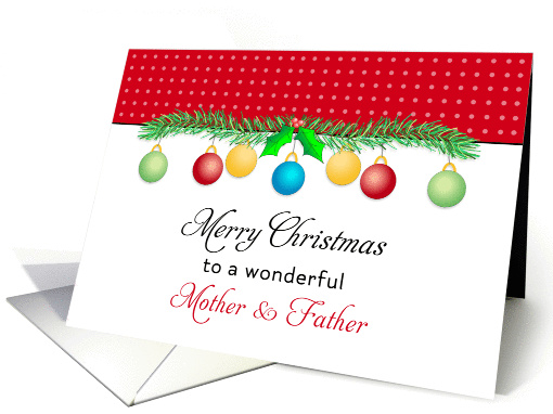 For Mom & Dad / Parents Christmas Card-Merry Christmas-Ornaments card