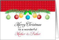 For Mom & Dad / Parents Christmas Card-Merry Christmas-Ornaments card