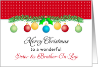 For Sister & Brother-In-Law Christmas Card-Merry Christmas-Ornaments card