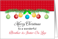For Brother & Sister-In-Law Christmas Card-Merry Christmas-Ornaments card
