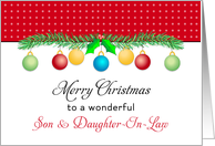 For Son & Daughter-In-Law Christmas Card-Merry Christmas-Ornaments card