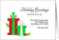 From Business Christmas Card-Custom-Red & Green Christmas Presents card