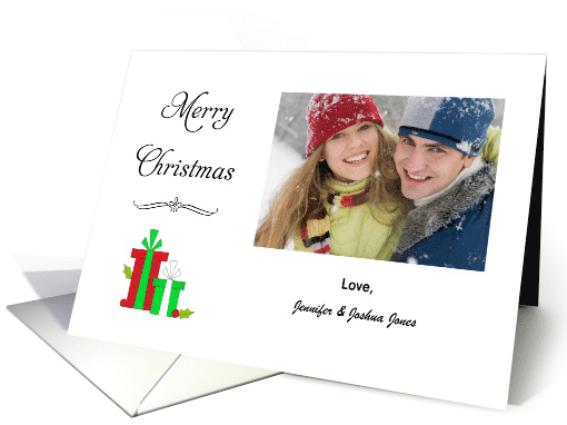 Christmas Photo Card-Custom-Red & Green Christmas Presents card