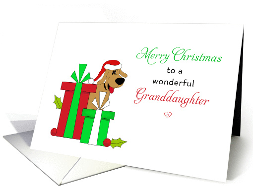 For Granddaughter Christmas Card-Brown Dog-Santa... (1180604)