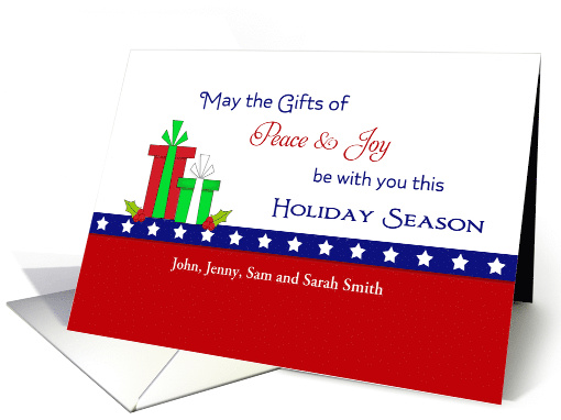 Patriotic Christmas Card - Custom - Peace-Joy-Christmas... (1181068)