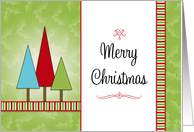 Christmas Card with Christmas Trees-Merry Christmas and Stripes card