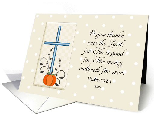 Religious Thanksgiving Card-Cross-Pumpkin-Swirls & Swooshes-Dots card