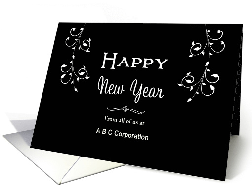 From Business New Year's Card-Customizable Text-White Swirls card
