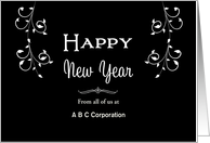 From Business New Year’s Card-Customizable Text-White Swirls card