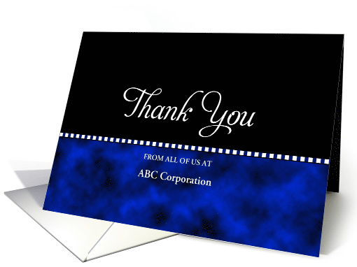 From Business Thank You Card-Customizable Text-Blue and Black card