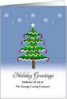 Hot Dogs Christmas Card-Customizable Text-Snow Scene-Christmas Tree card