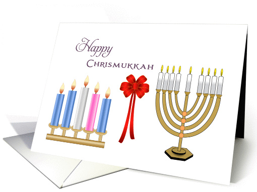 Chrismukkah Card-Christmas Chanukah Hanukkah Interfaith Candles card