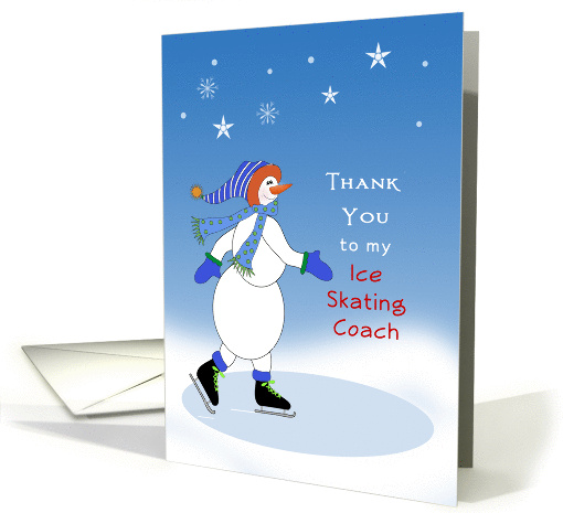 For Ice Skating Coach Thank You Card-Snowman Ice Skater card (1192732)