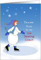 For Ice Skating Coach Thank You Card-Snowman Ice Skater card