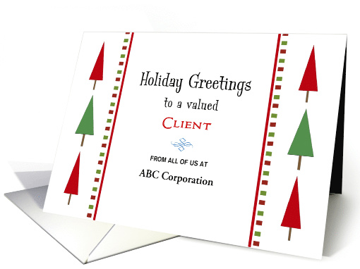 For Client Christmas Card-Customizable Text-Christmas Tree Border card