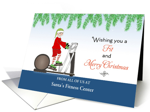 Christmas Fitness Card-Elf on Elliptical... (1192896)