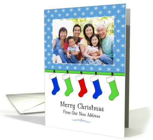 Our New Address Christmas Photo Card-Christmas Stockings card