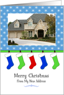 My New Address Christmas Photo Card Announcement-Christmas Stockings card