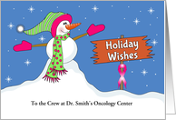 For Doctor Breast Cancer Christmas Card-Customizable-Snowman-Sign card