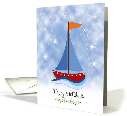 Sail Boat Christmas Card-Maritime-Nautical-Snow... (1201914)