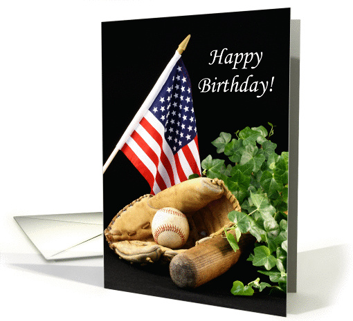 Baseball Birthday Greeting Card-American Flag-Baseball... (172065)