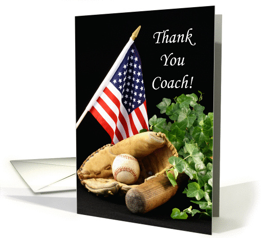 For Baseball Coach Thank You Greeting Card with Baseball Theme card