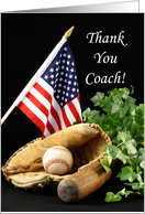 For Baseball Coach Thank You Greeting Card with Baseball Theme card